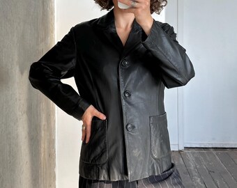 Vintage Leather Shirt in Black, Leather Jacket - Etsy