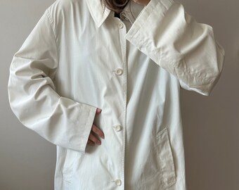 Vintage 90s trench coat in white, straight women coat