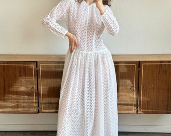 Vestido largo vintage transparente en blanco