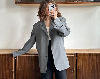 Vintage 90er Jahre Grau Damen Blazer