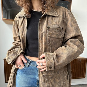 CAMEL ACTIVE Distressed Leather Jacket in Brown