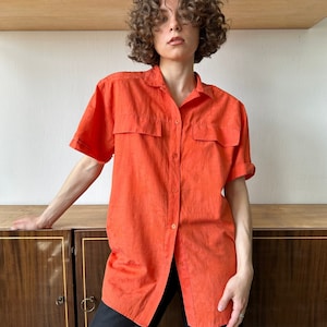Vintage women blouse in orange, oversized blouse
