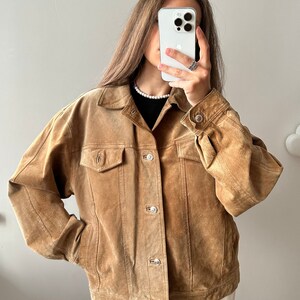 Vintage 90s brown leather motorcycle bomber jacket, suede leather jacket