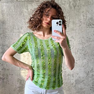 Vintage y2k sequin green top