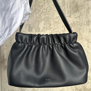 Vintage soft leather mini hand bag in black