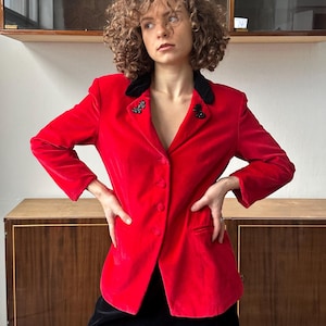 Vintage BLUMARINE La Folie - Fluwelen blazer in rood