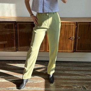 Vintage loose linen trousers in light green