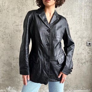 Vintage 90s leather jacket in black, leather blazer