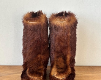 Vintage Snowman wool boots in brown, size EUR 38