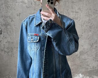 Chaqueta vaquera vintage de gran tamaño en azul