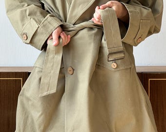 Archive 80s Issey Miyake Plantation Trench Coat in Green, Khaki - Etsy