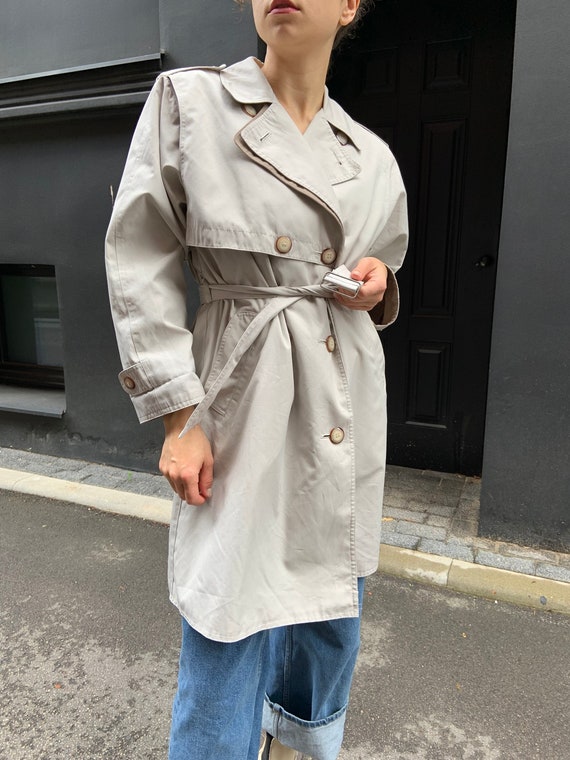 Vintage Trench Coat Short Grey Coat 