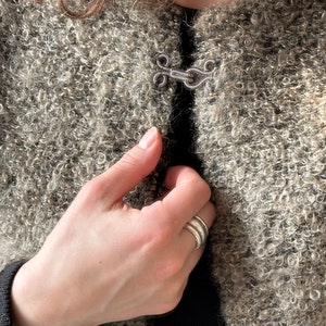 Blazer de mujer vintage recortado en blazer gris y esponjoso imagen 7