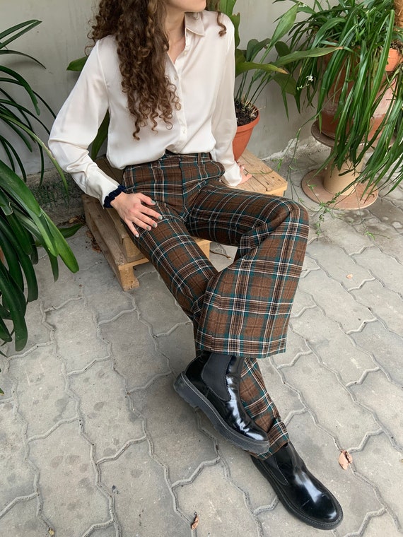 Vintage trousers, classic pants, plaid trousers, b