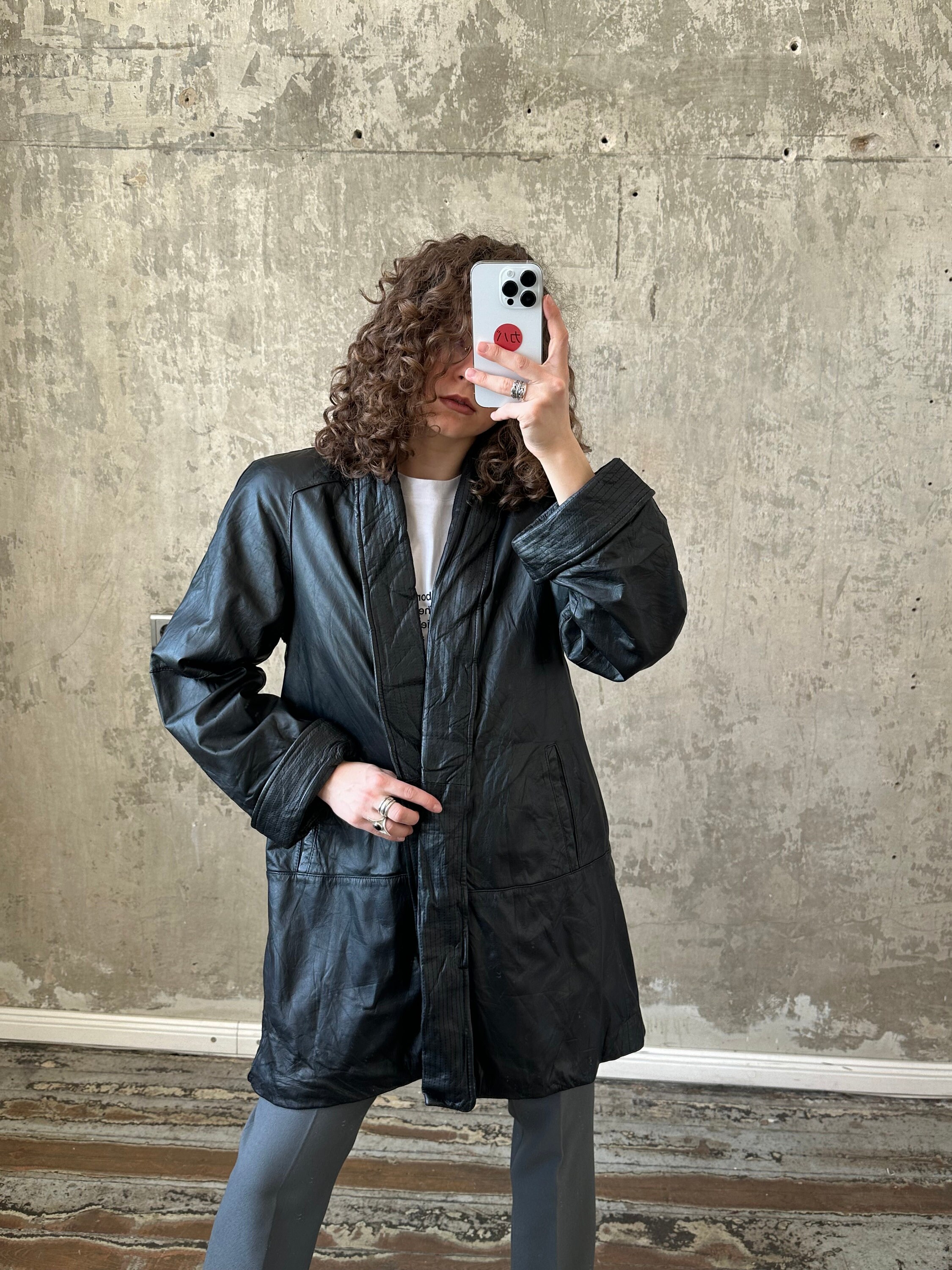 Vintage 90s Leather Jacket in Black, Short Leather Coat - Etsy