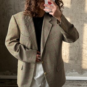 Vintage Kaschmir Blazer in braun, Hahnentritt-Blazer Bild 8