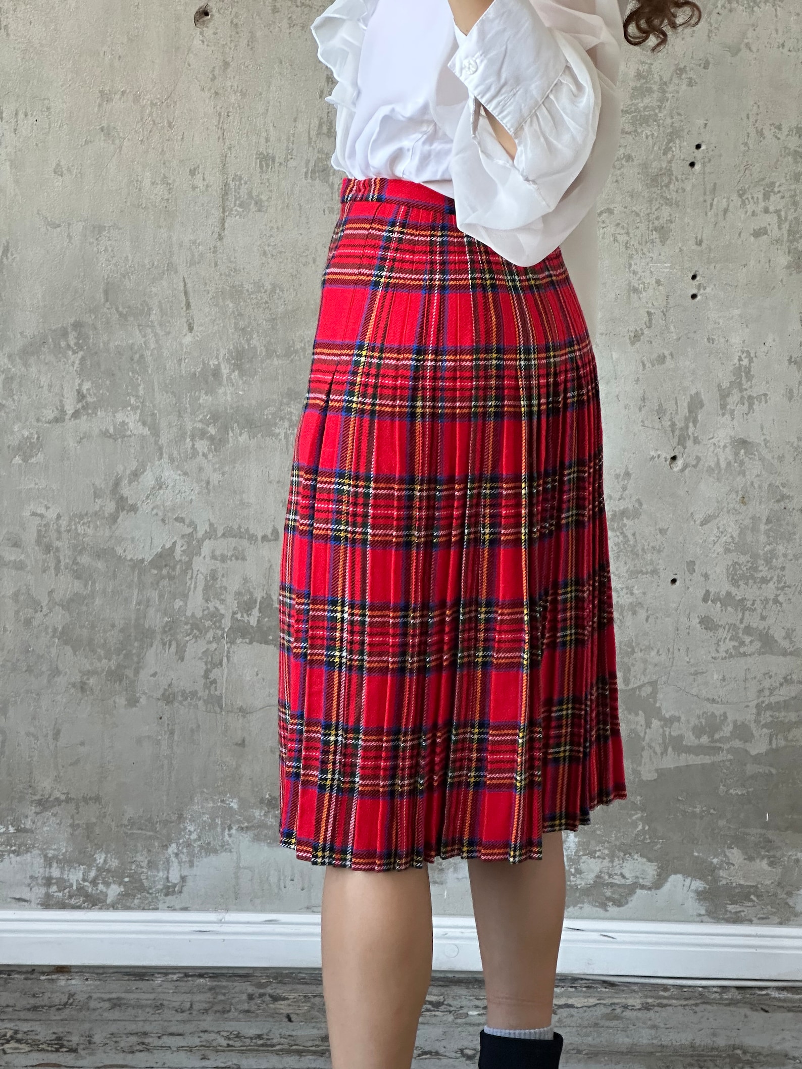 Vintage Traditional Tartan Plaid Wool Scottish Kilt, Check Skirt in Red ...
