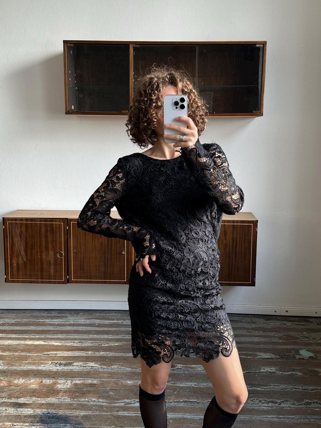 トップス vintage Black sheer lace top mini dress il_1080xN.6367495876_ajiw.jpg