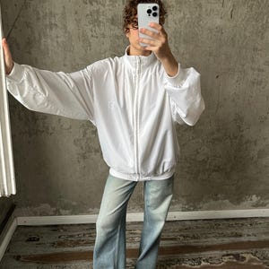 Vintage y2k lightweight athletic jacket in white