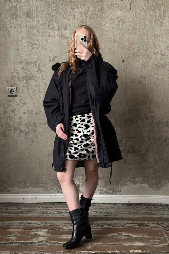 Vintage 90s Parka Jacket in Black - Etsy