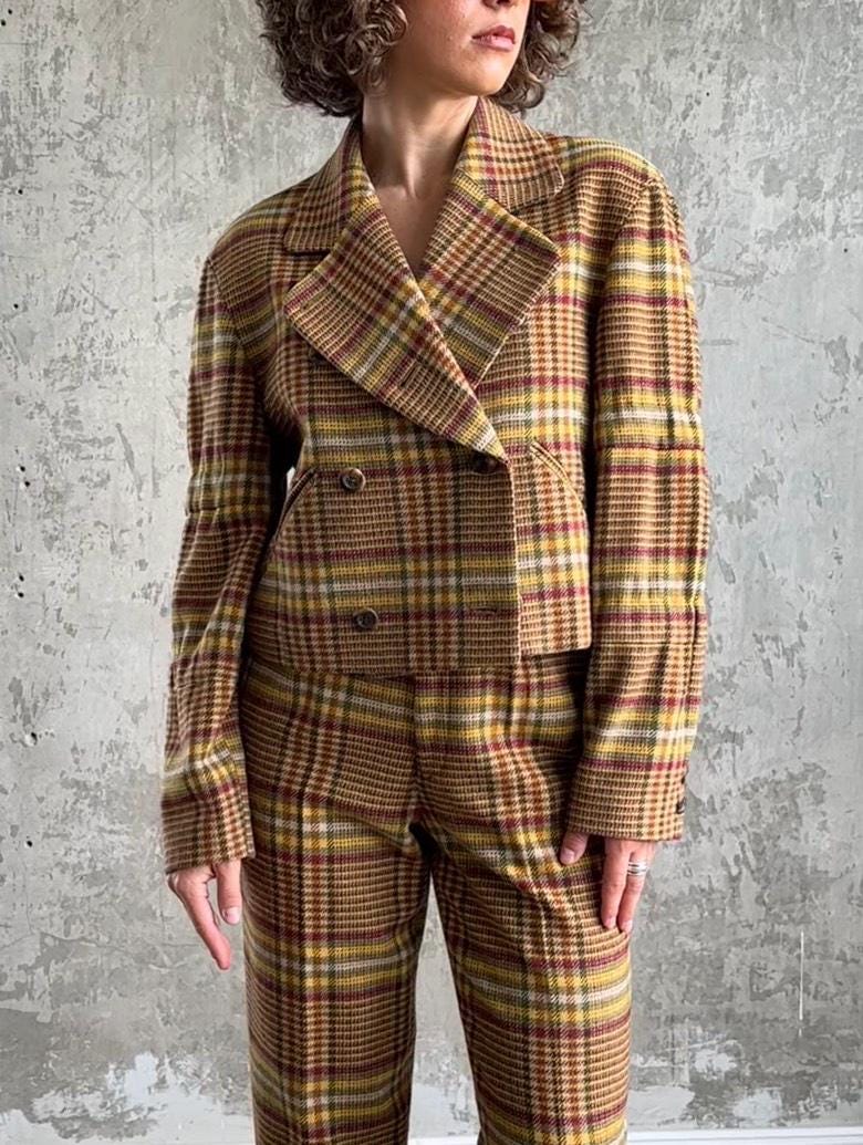 Archive 80s ISSEY MIYAKE SPORT Wool Check Tweed Suit in