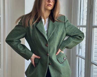 Vintage 90s Wool Classic Forest Green Blazer