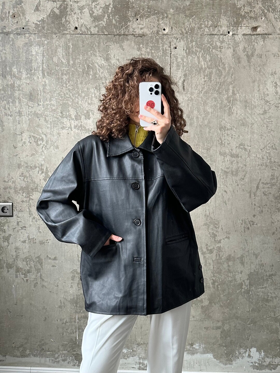 blue 90s 00s jacket faux leather main image 0