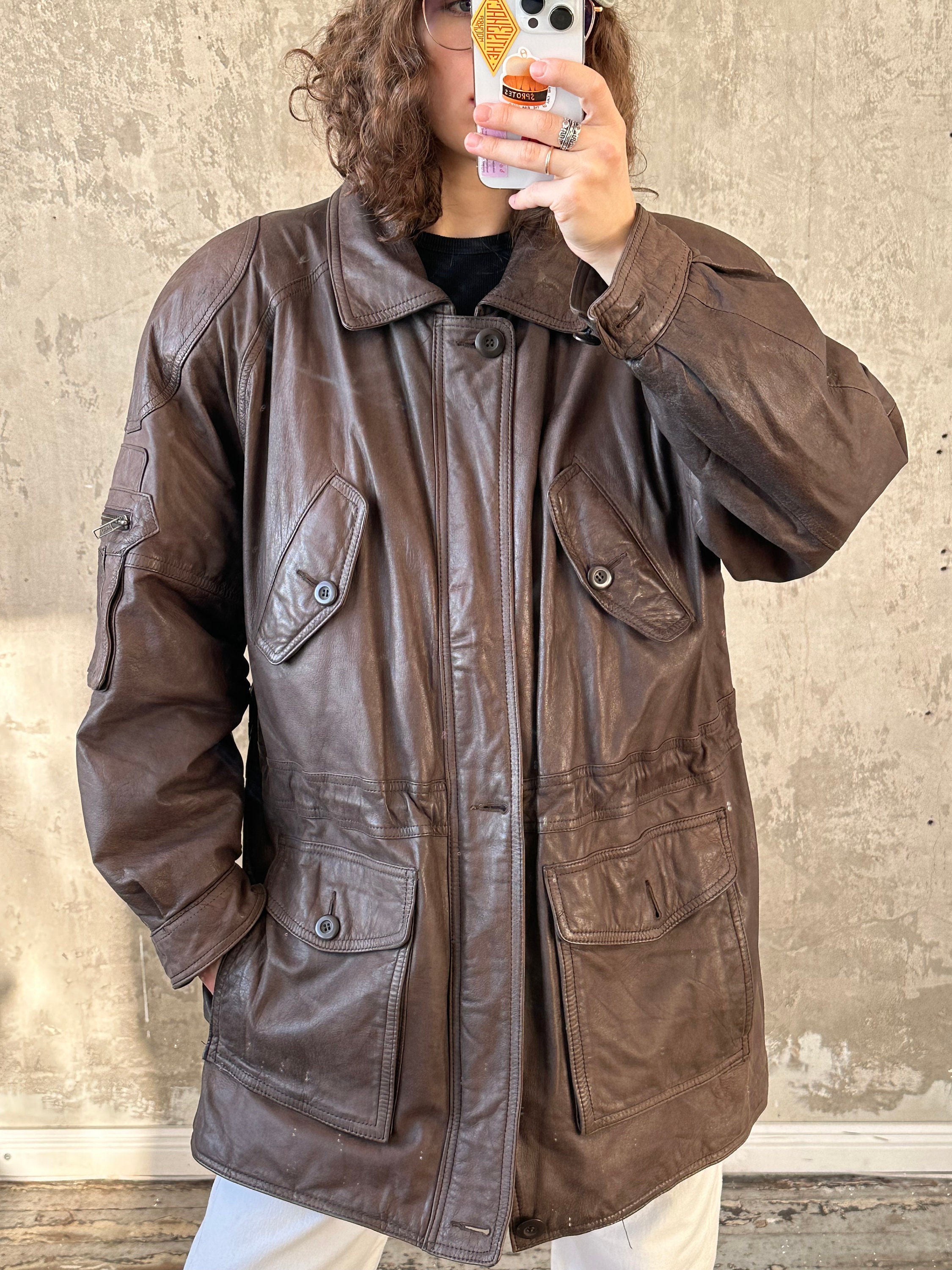 Vintage 90s Leather Jacket, Leather Coat in Brown - Etsy Vintage 90s Leather Jacket, Leather Coat in Brown - Etsy