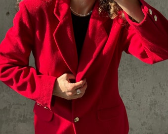 Vintage 90s fitted wool blazer in red