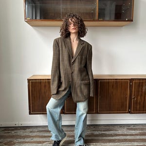 Vintage 90s check blazer in earthy tones