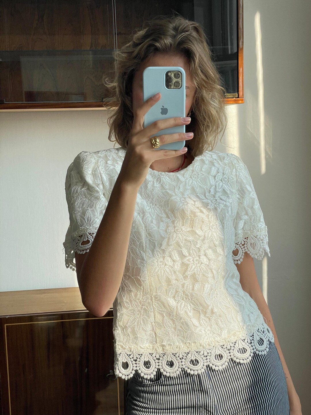 トップス eaphi vintage like lace blouse eaphi VINTAGE LIKE LACE BLOUSE - メルカリ