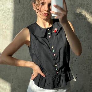 Vintage y2k summer vest top in black