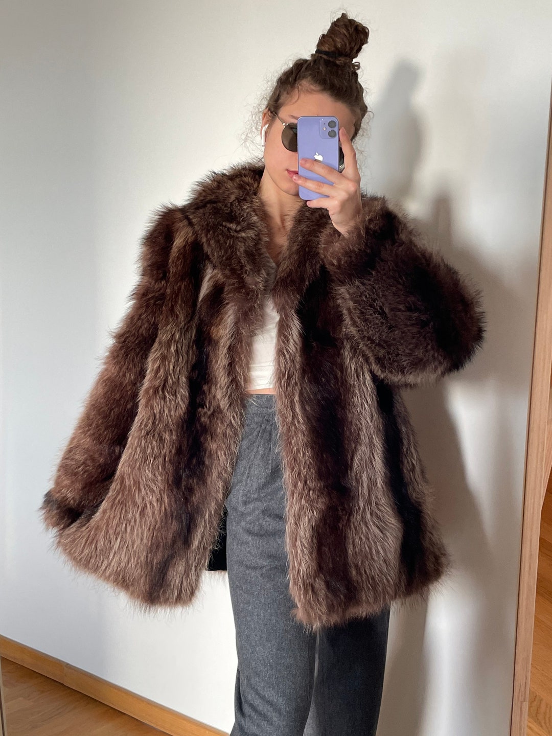 1980s German Mink Fur Coat, Vintage Oversized Fur Winter Coat, Women