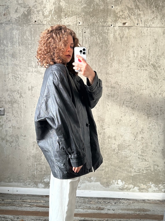 Vintage 80s Leather Dolman Sleeve Batwing Jacket in Black - Etsy Vintage 80s Leather Dolman Sleeve Batwing Jacket in Black - Etsy