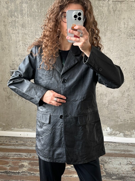 Vintage 90s Genuine Leather Blazer Black, Fitted, XS-M, Two Side Pockets, Perfect Vintage Condition, Retro Style, Classic Jacket - Etsy UK Vintage 90s Genuine Leather Blazer Black, Fitted, XS-M, Two Side Pockets, Perfect Vintage Condition, Retro Style, Classic Jacket - Etsy UK
