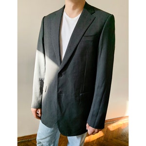 SOC13TY Wool Blazer, Mens Striped Jacket, Size m