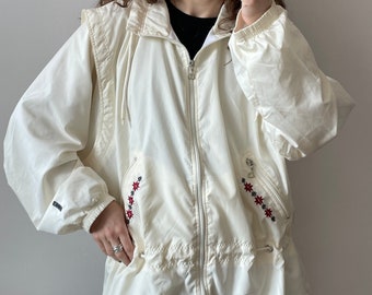 Parka blanca vintage 90s, abrigo chaqueta 90s