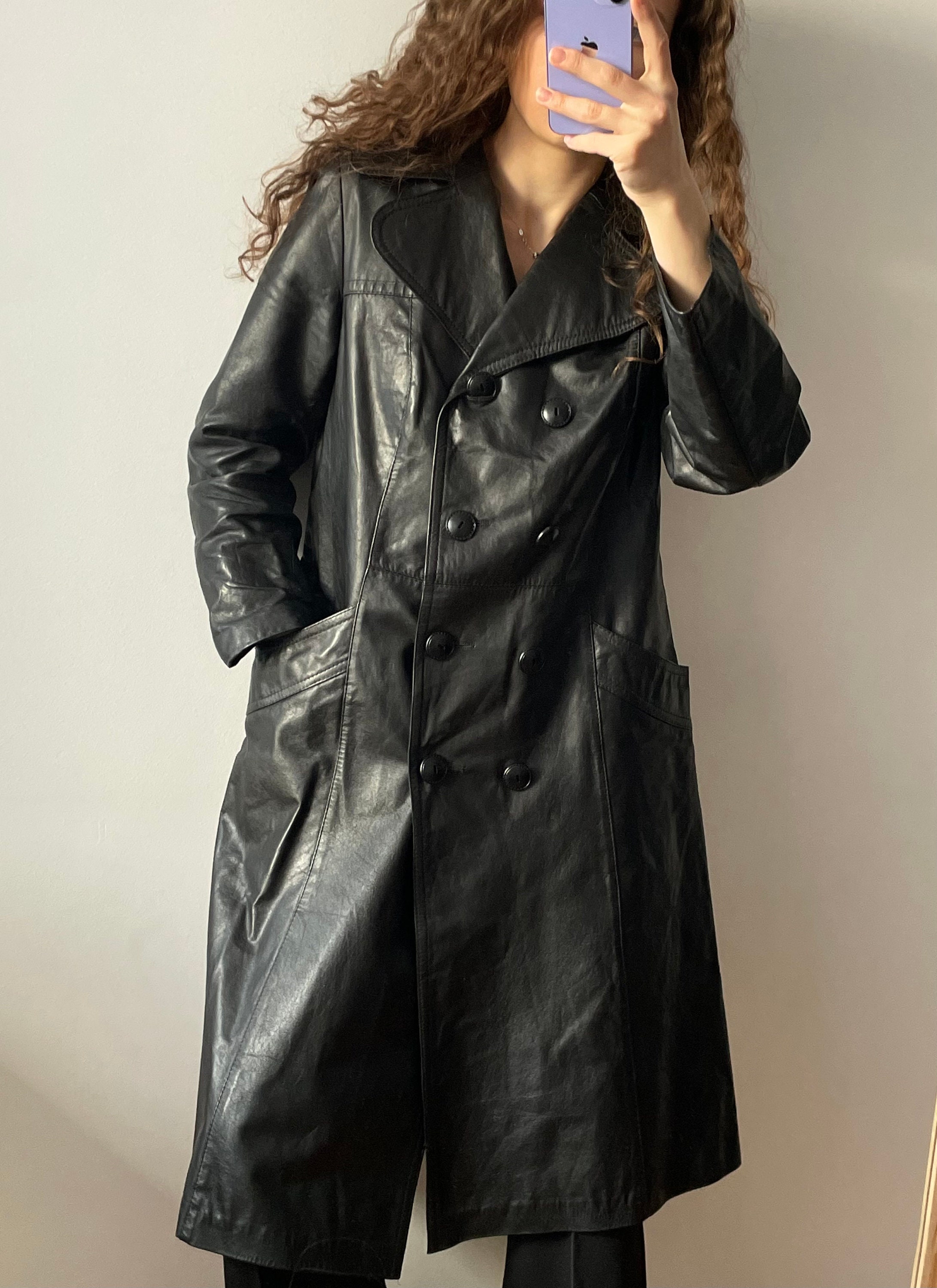 90s Long Black Coat - Etsy