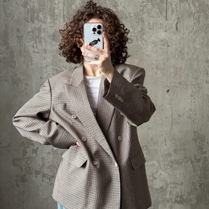 Vintage 90s check blazer in earthy tones