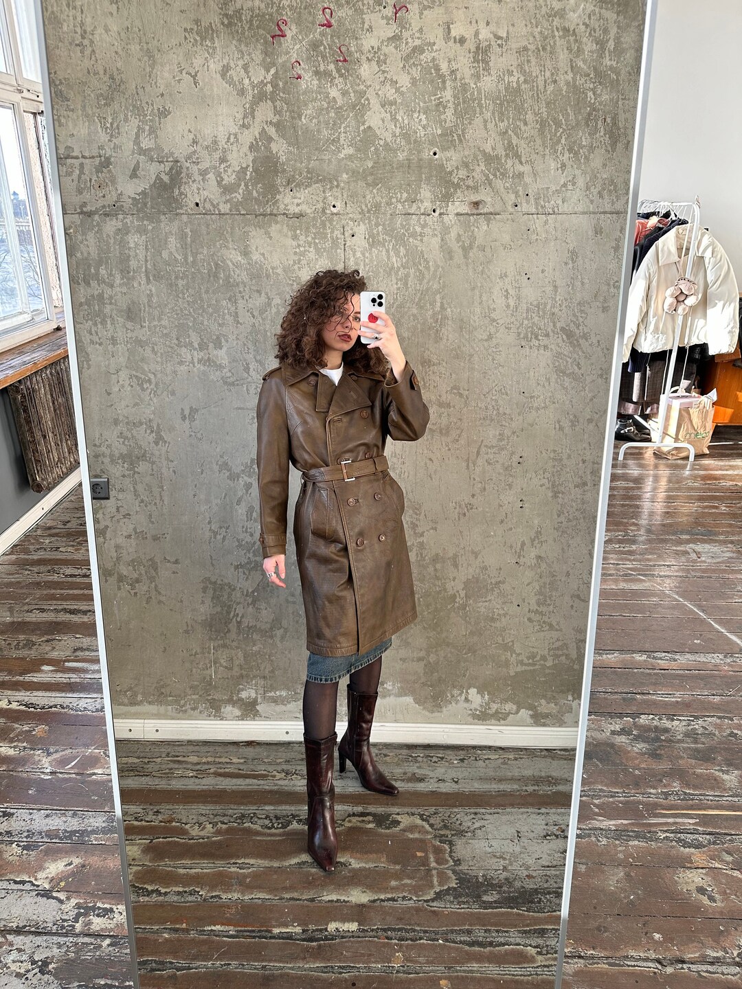 1990s long leather coat