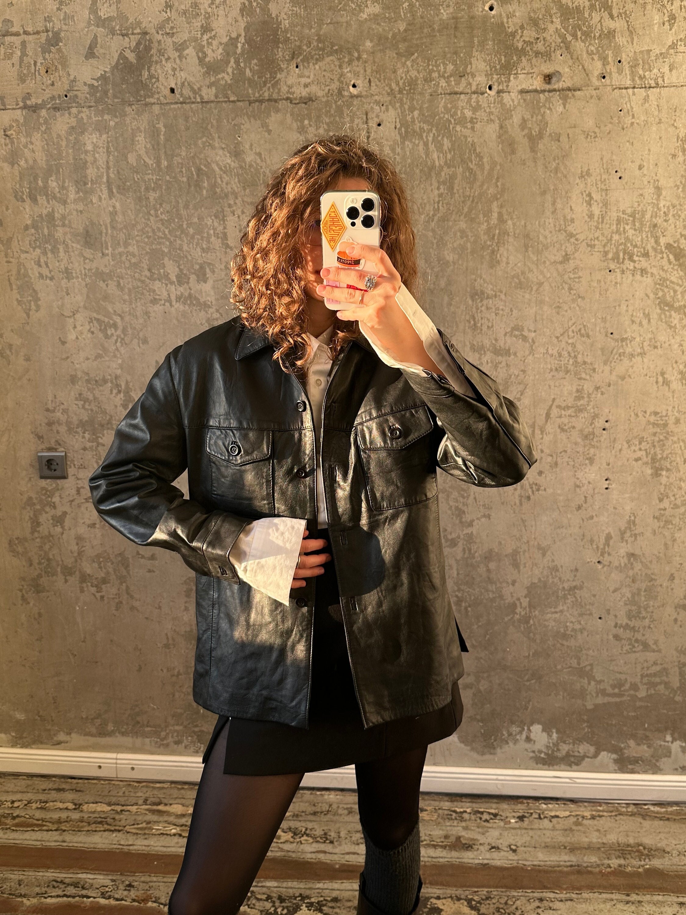 Vintage Leather Shirt in Black, Leather Jacket - Etsy