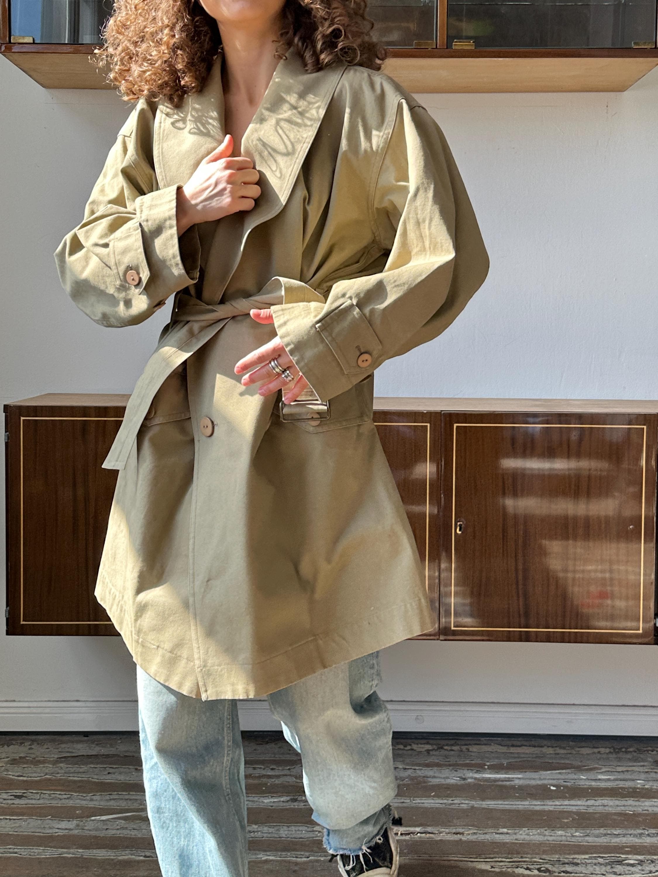 Archive 80s Issey Miyake Plantation Trench Coat in Green, Khaki - Etsy