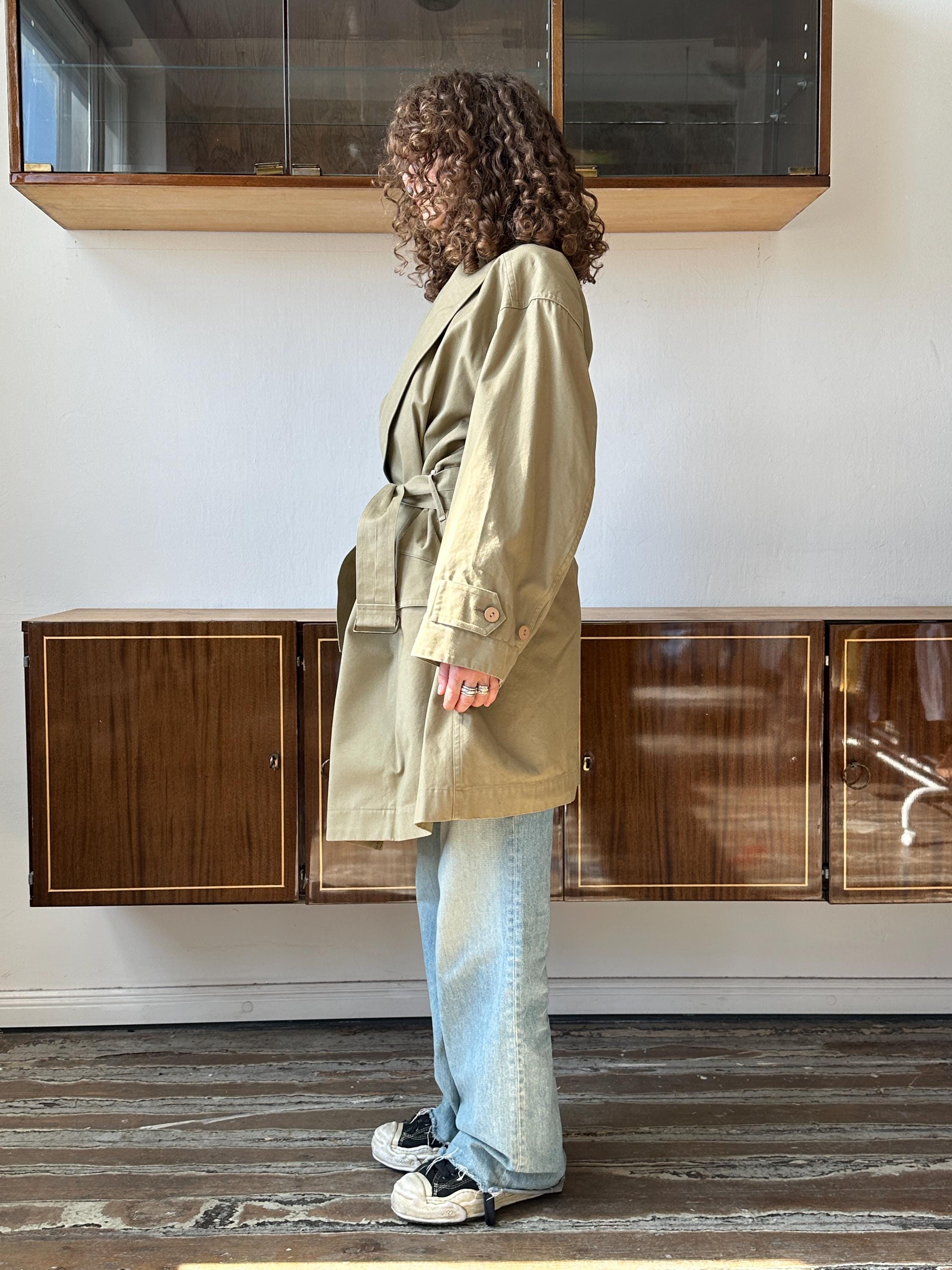 Archive 80s Issey Miyake Plantation Trench Coat in Green, Khaki - Etsy