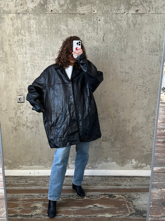 ジャケット・アウター deres 9th collection short coat (noir) Vintage 90s Wide Leather Jacket in Black, Short Leather