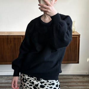Vintage 90s wool & angora oversized sweater in black