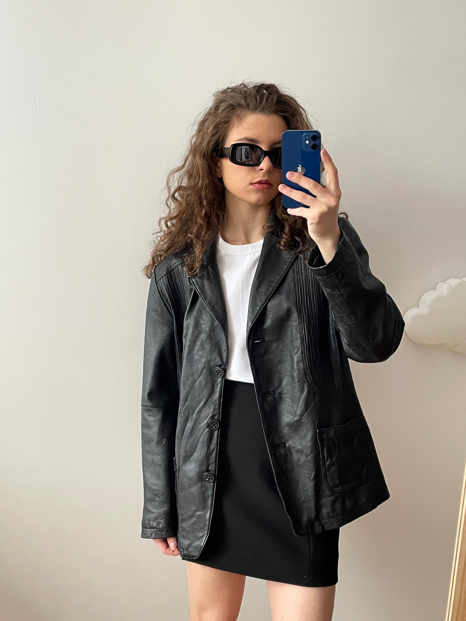 Vintage 1990s Leather Blazer