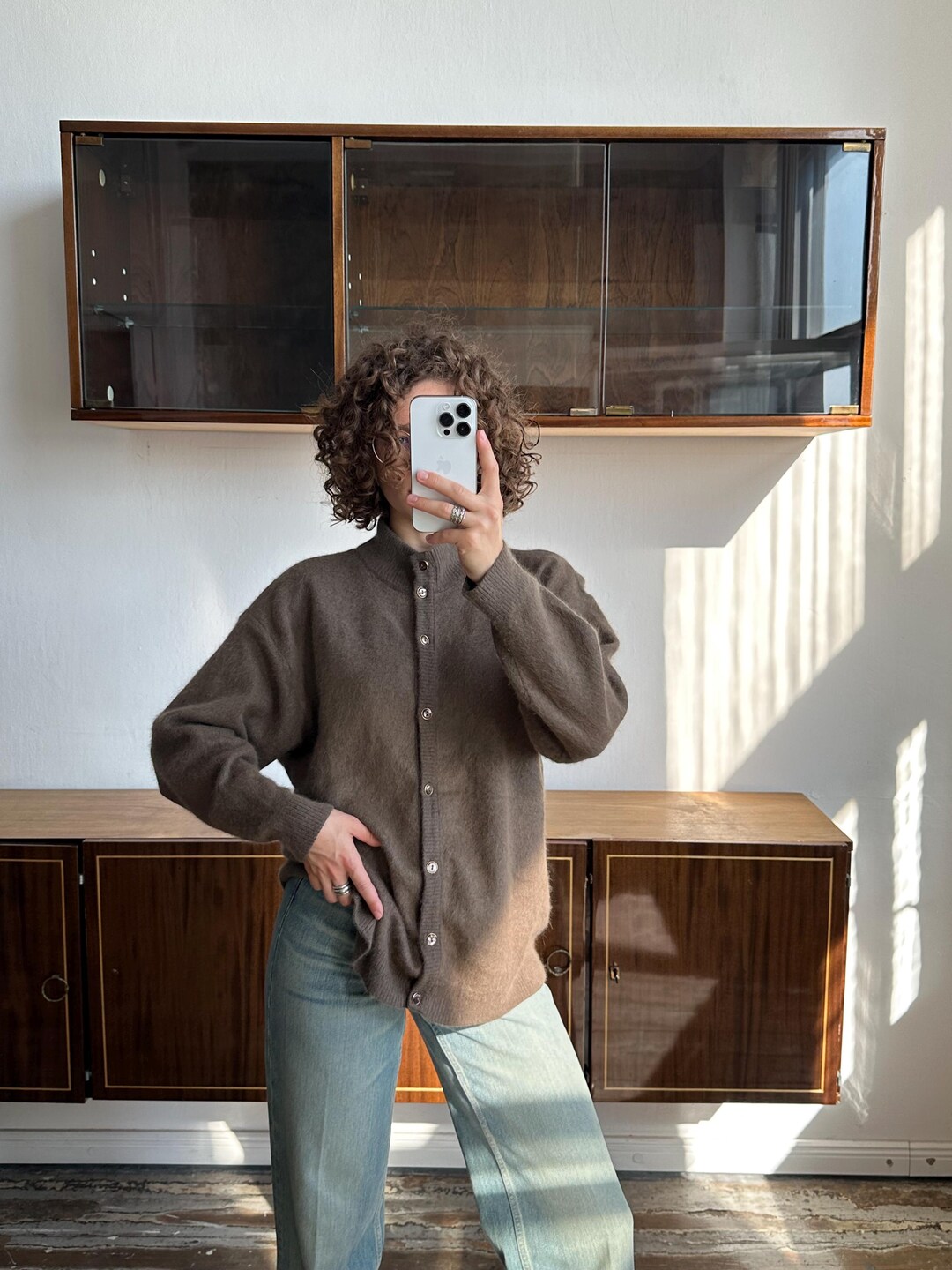 Vintage Angora Wool Puff Sleeve Cardigan main image 0