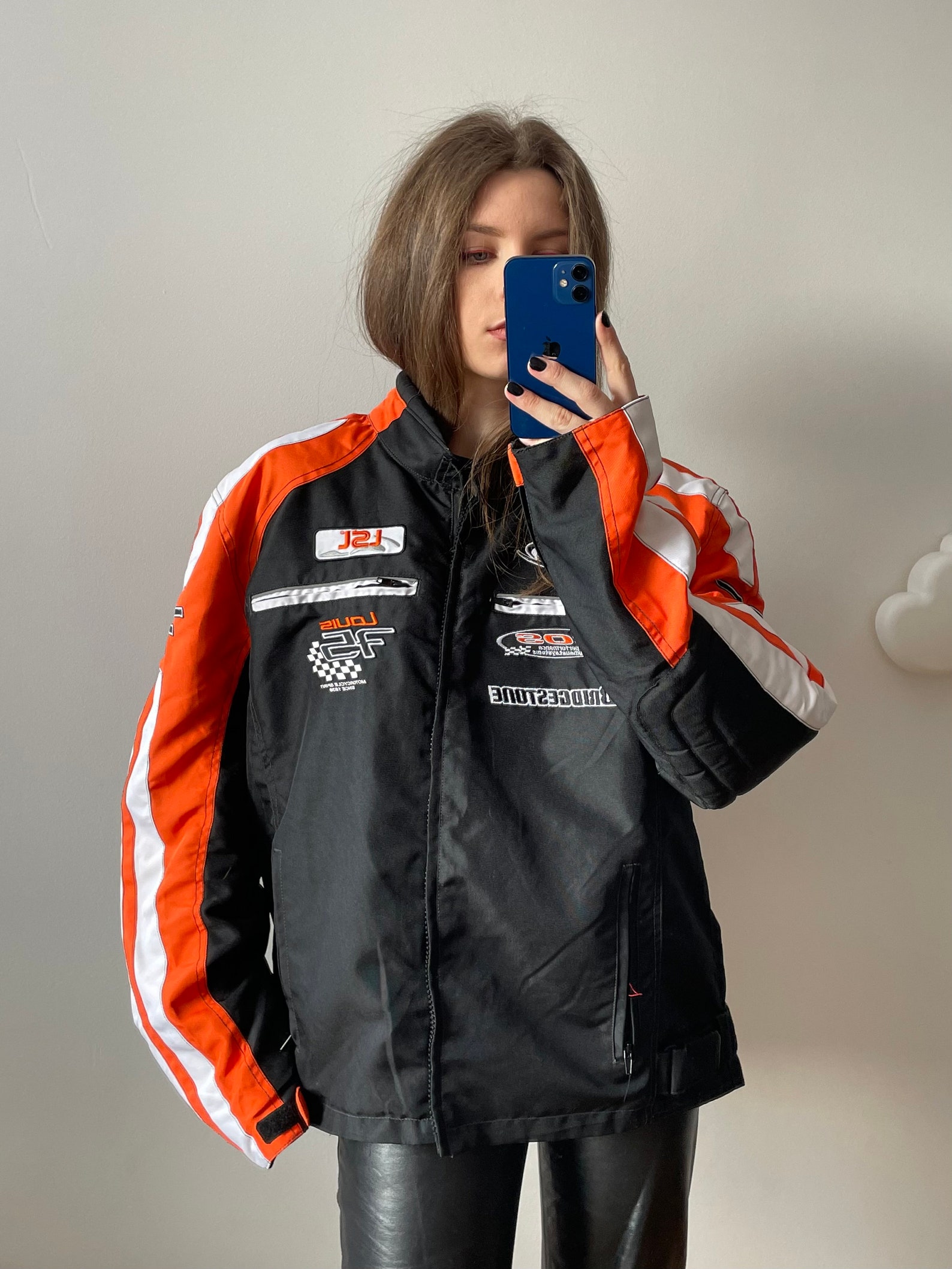 Textile Biker Coat in Amber