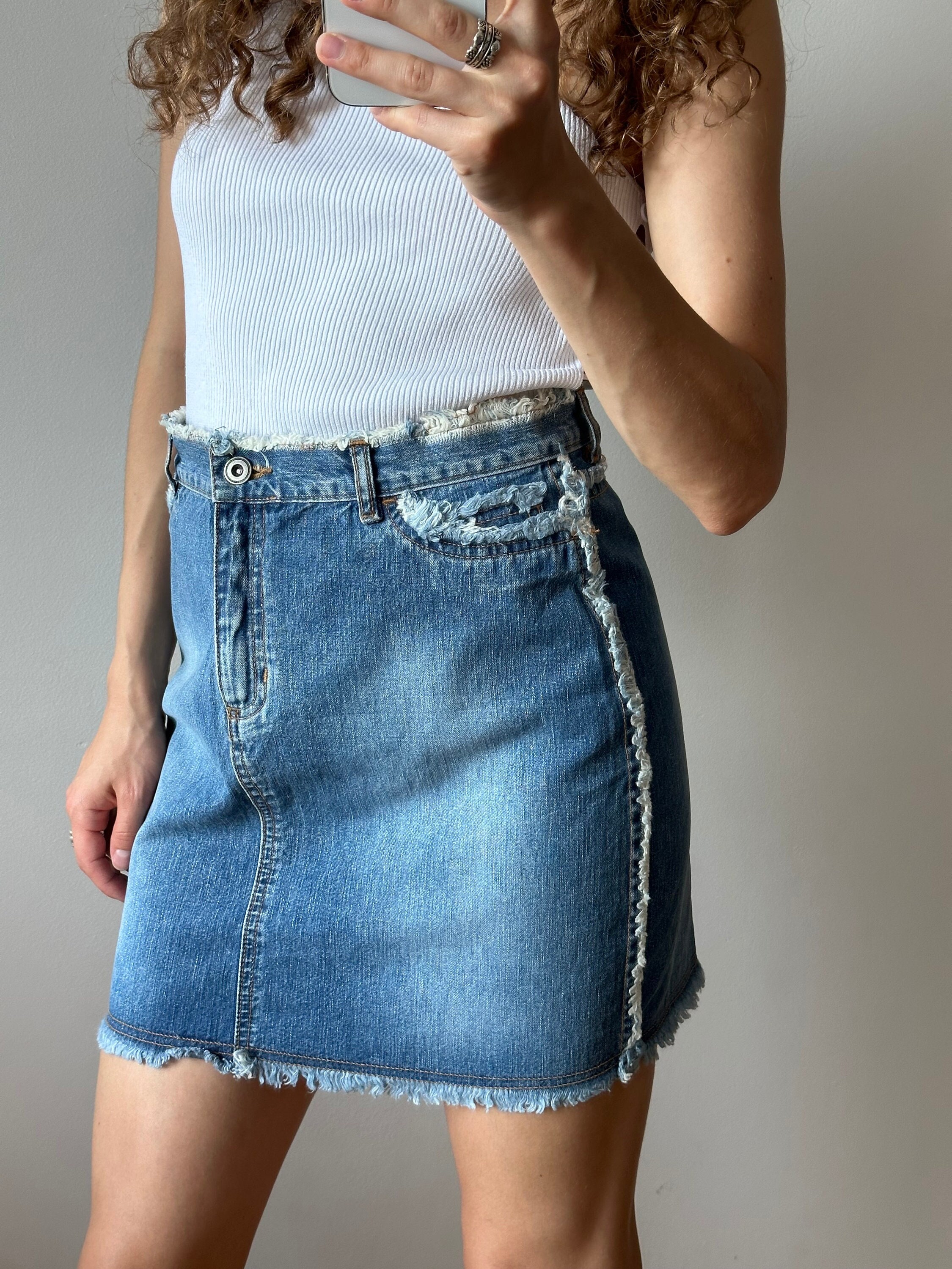 Vintage Y2k Denim Mini Skirt in Blue - Etsy