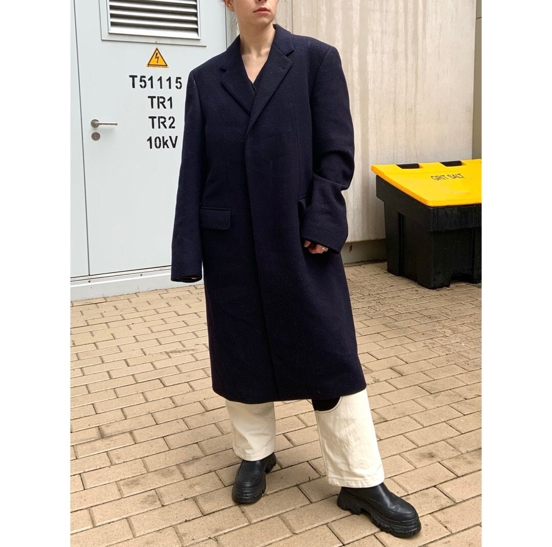 Vintage Oversized Wool Coat in Blue - Etsy